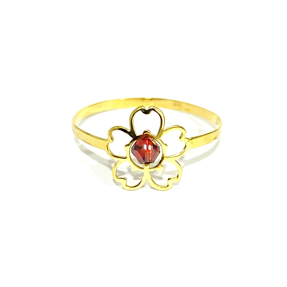 18K Solid Gold Elegant Flower w/ Zircon Stone Design Ring | Gold | 18K Gold Jewelry