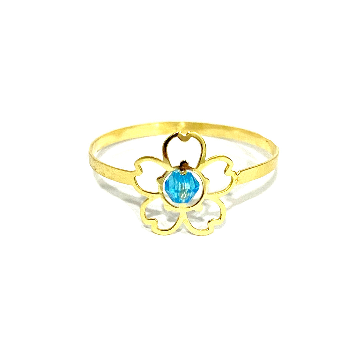 18K Solid Gold Elegant Flower w/ Zircon Stone Design Ring | Gold | 18K Gold Jewelry