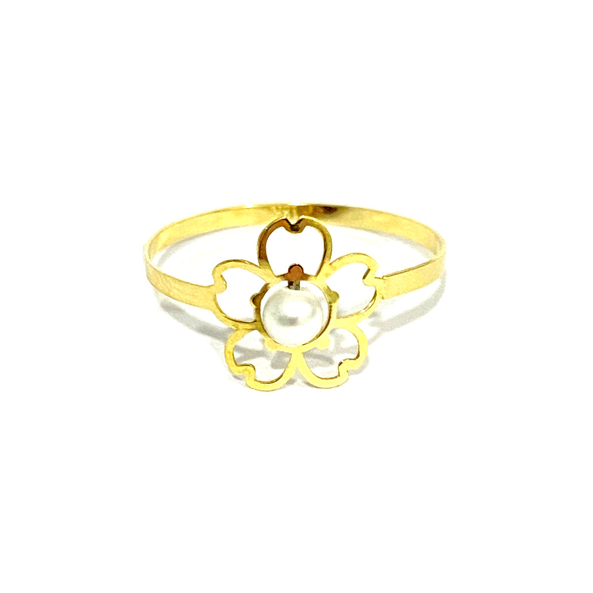 18K Solid Gold Elegant Flower w/ Zircon Stone Design Ring | Gold | 18K Gold Jewelry