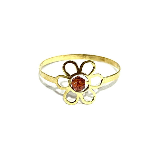 18K Solid Gold Elegant Flower w/ Zircon Stone Design Ring | Gold | 18K Gold Jewelry