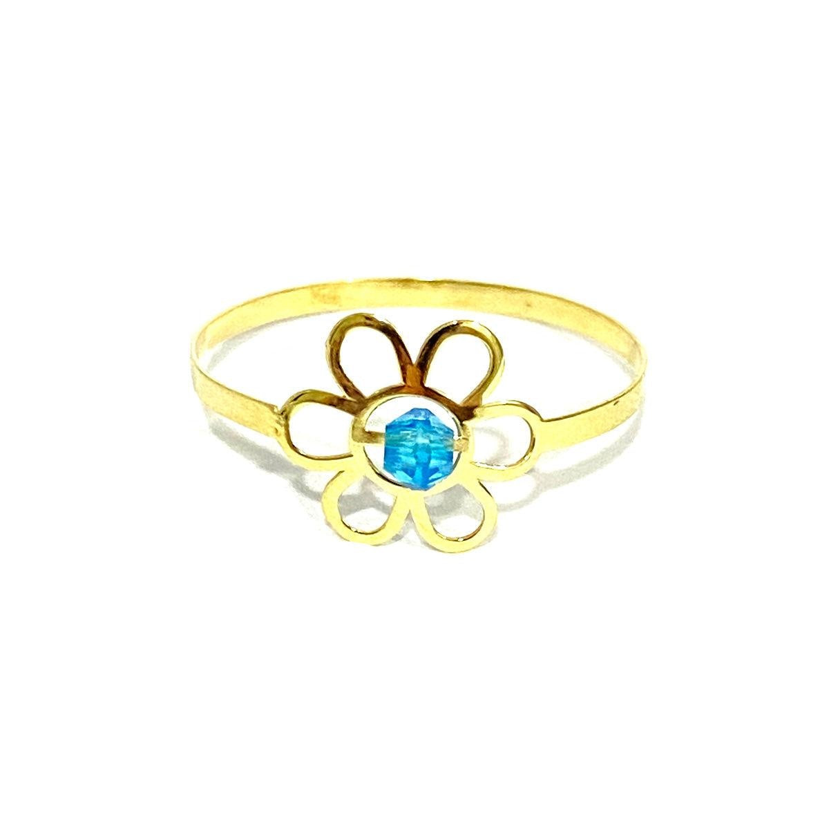 18K Pure Gold Elegant Flower w/ Zircon Stone Design Ring