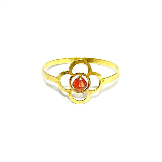 18K Solid Gold Elegant Flower w/ Zircon Stone Design Ring | Gold | 18K Gold Jewelry