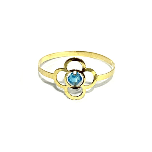 18K Pure Gold Elegant Flower w/ Zircon Stone Design Ring