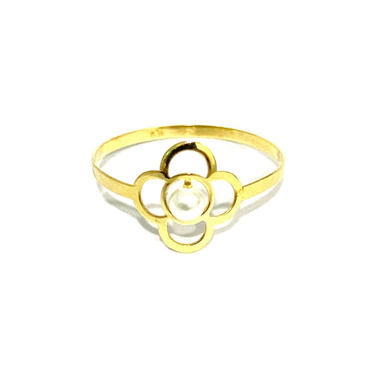18K Pure Gold Elegant Flower w/ Zircon Stone Design Ring