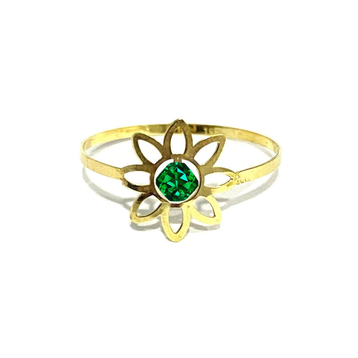 18K Pure Gold Elegant Flower w/ Zircon Stone Design Ring | Ring | 18K Gold Jewelry