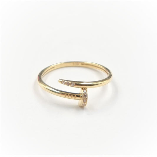 18K Pure Gold Nail With Stone Ring