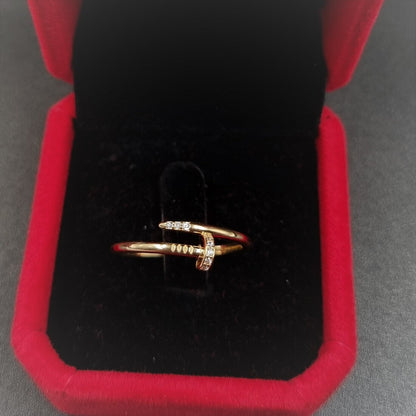 18K Pure Gold Nail With Stone Ring