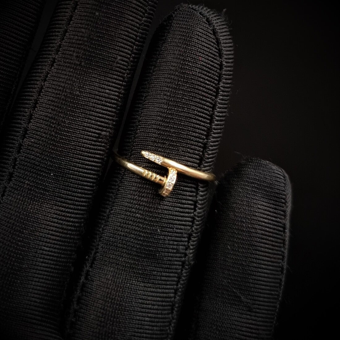 18K Pure Gold Nail With Stone Ring