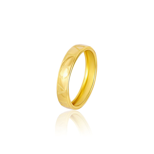 18K Pure Gold Round Ring