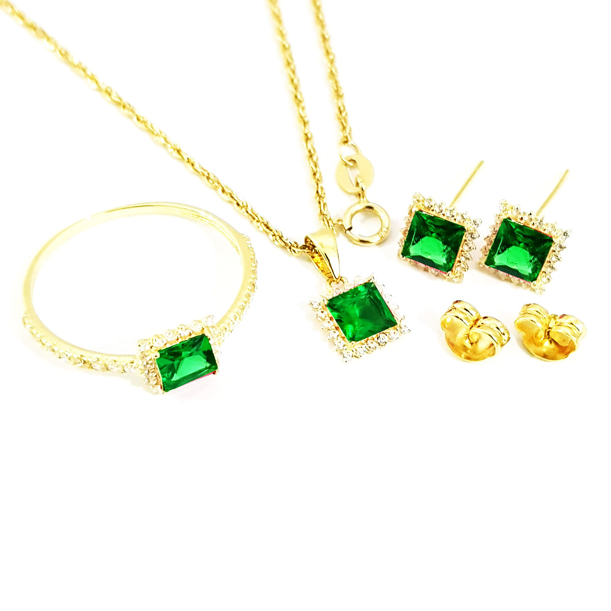 18K Pure Gold Stone Jewelry Set | Jewelry Set | 18K Gold Jewelry