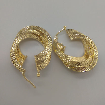 18K Pure Gold Glittering Earring Set