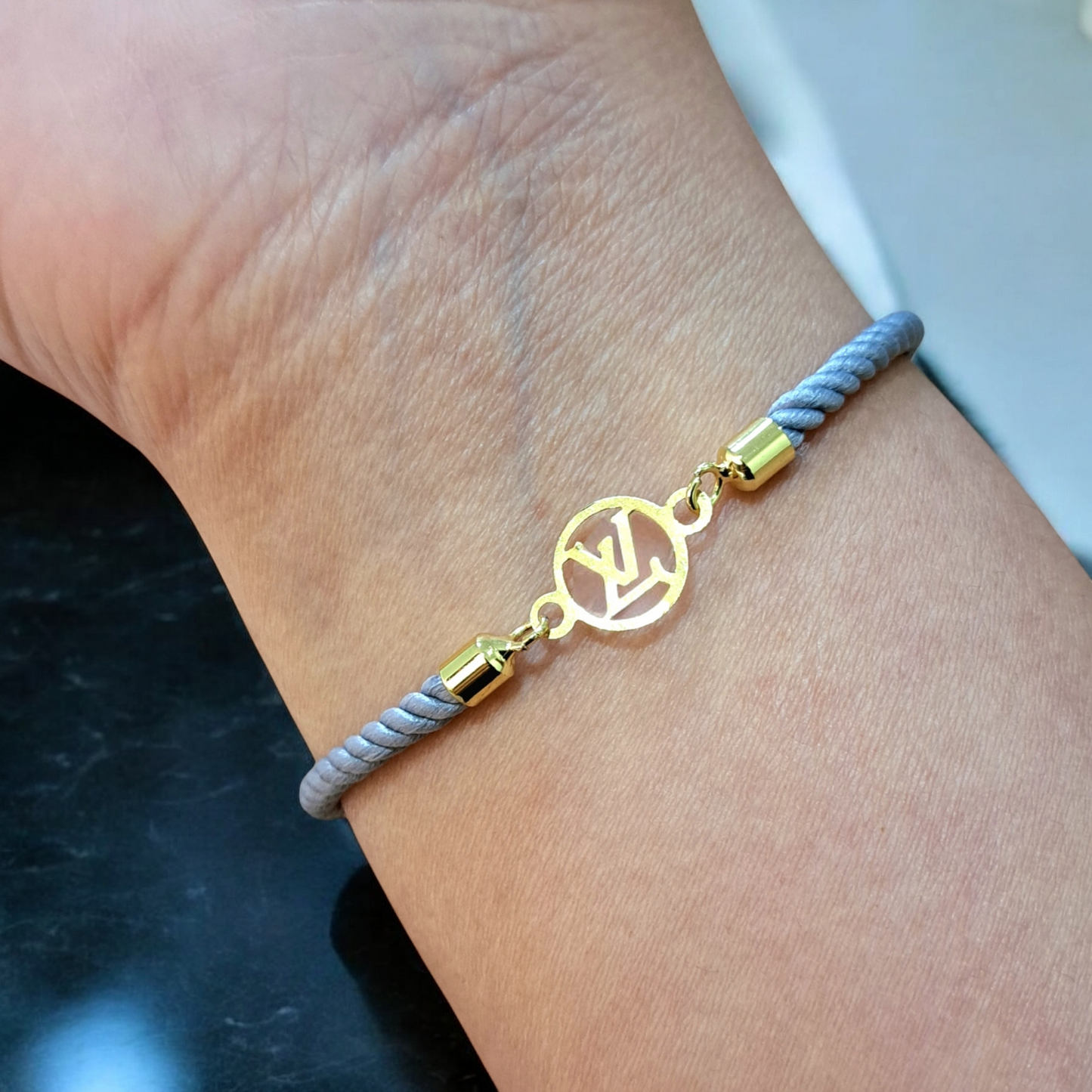 18K Pure Gold Charm Thread Adjustable Bracelet