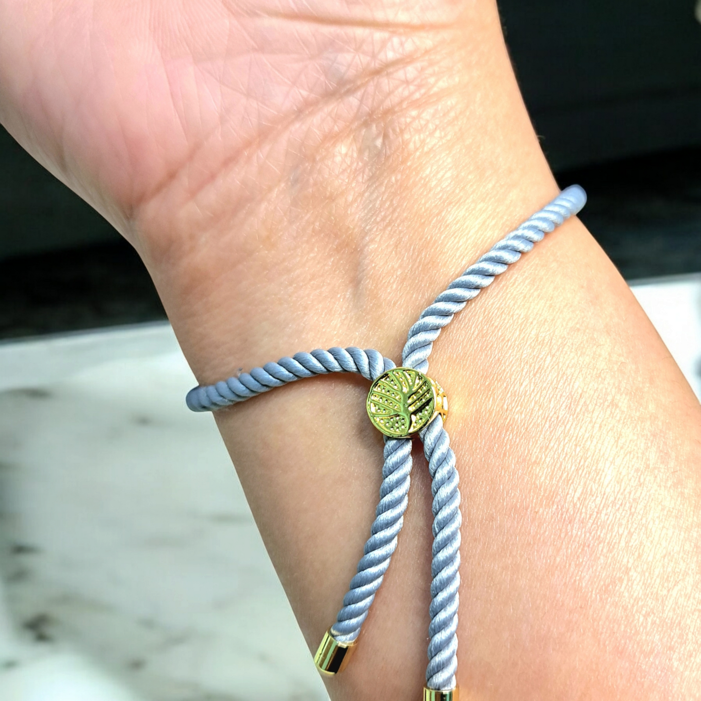 18K Pure Gold Charm Thread Adjustable Bracelet