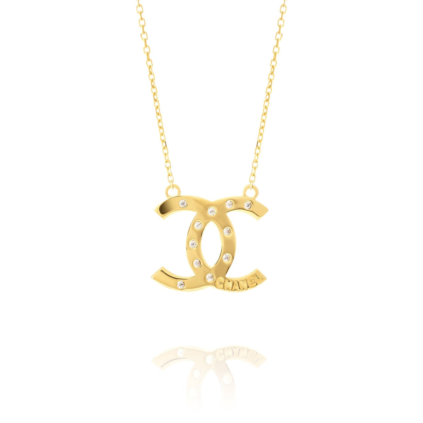 18K Pure Gold Elegant C.H Stone Necklace