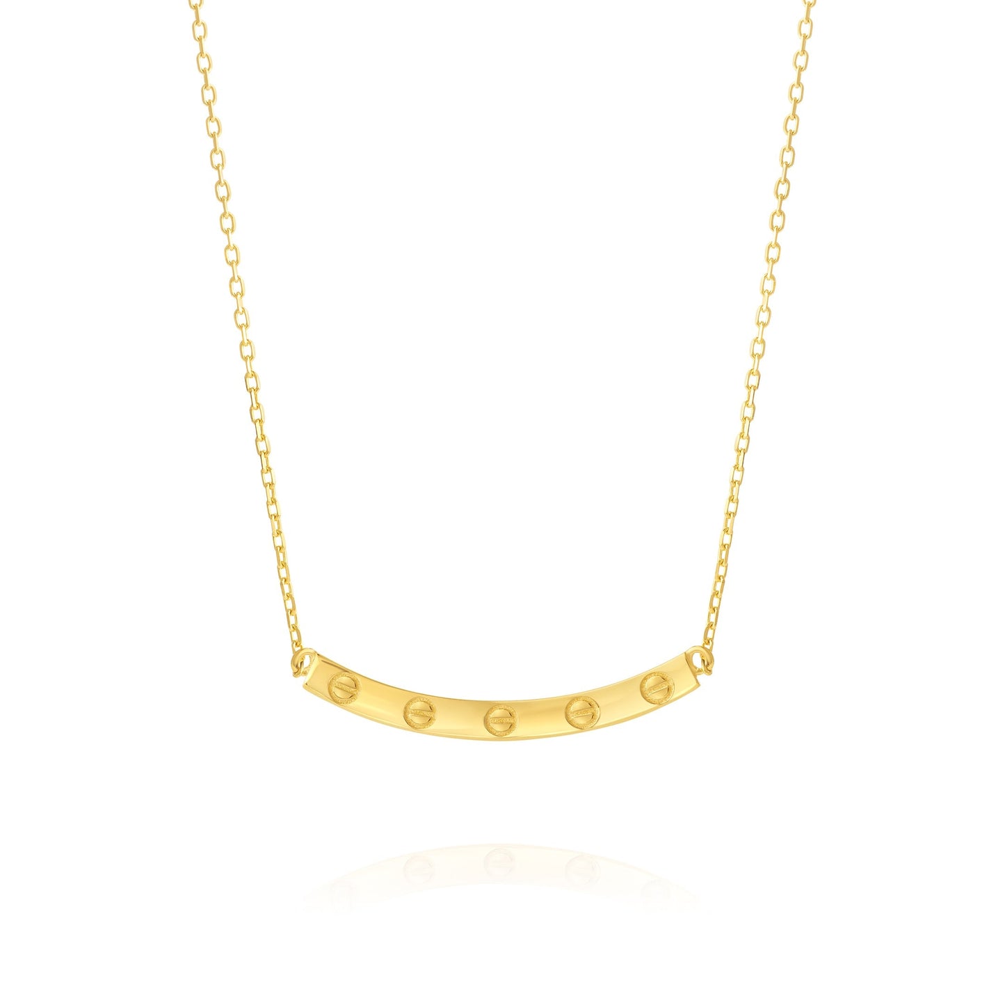 18K Pure Gold Curved Plate Necklace