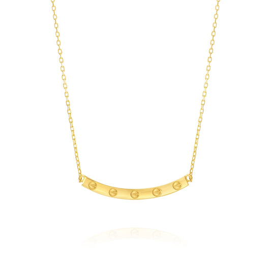 18K Pure Gold Curved Plate Necklace