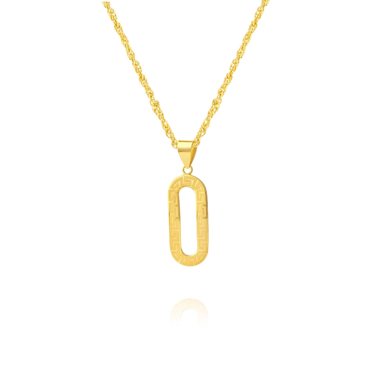 18K Pure Gold Curved Square Necklace