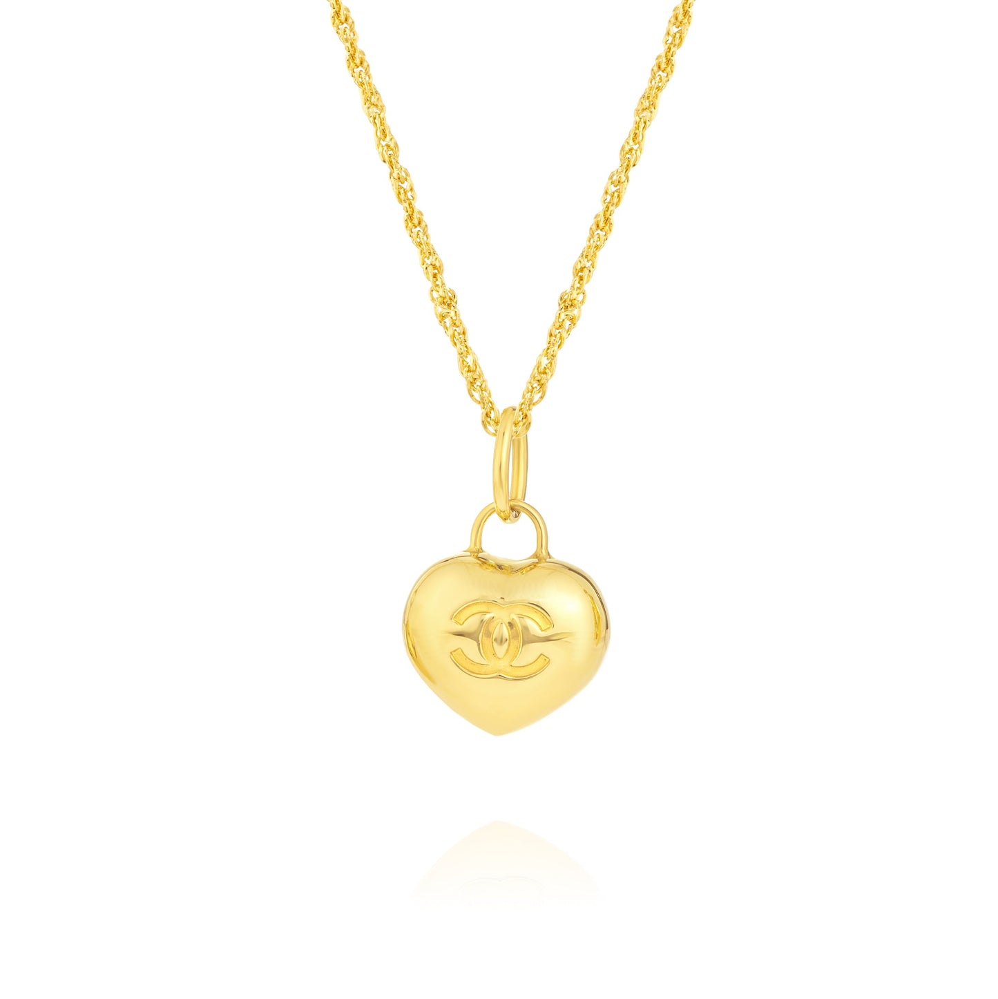 18K Pure Gold Heart C.H Necklace