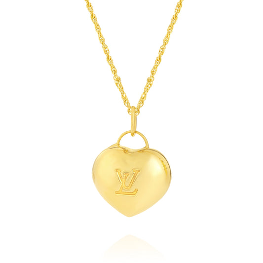 18K Pure Gold L.V Heart Necklace