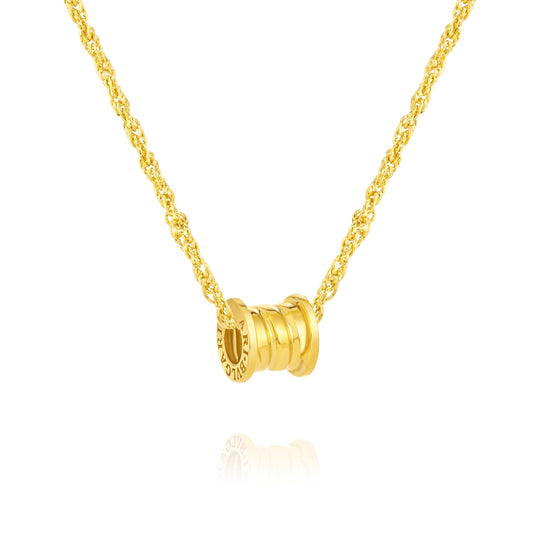 18K Pure Gold Movable Wheel Necklace