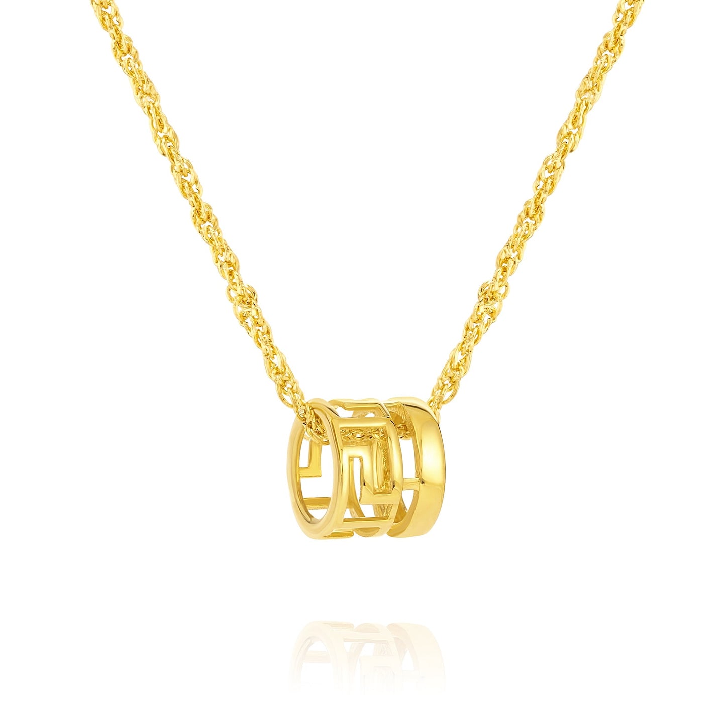 18K Pure Gold Movable Wheel Necklace