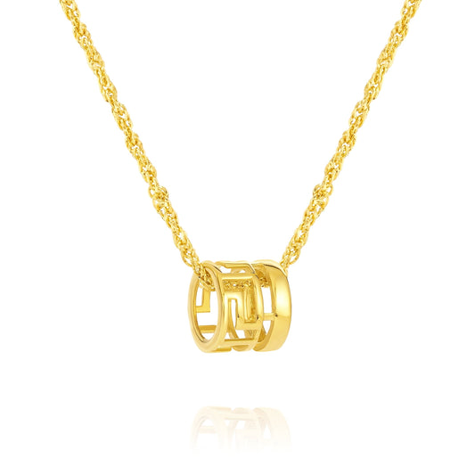 18K Pure Gold Movable Wheel Necklace