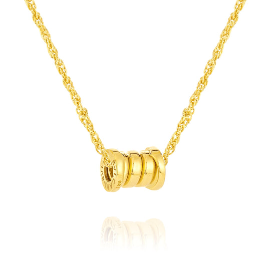 18K Pure Gold Movable Wheel Necklace