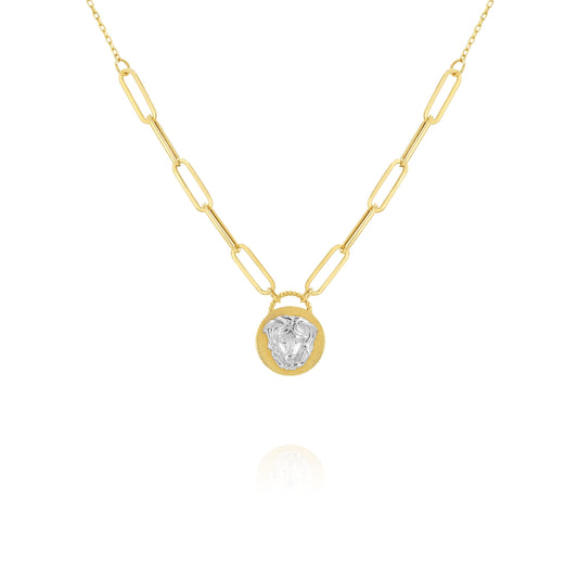 18K Pure Gold Linked Stone Necklace