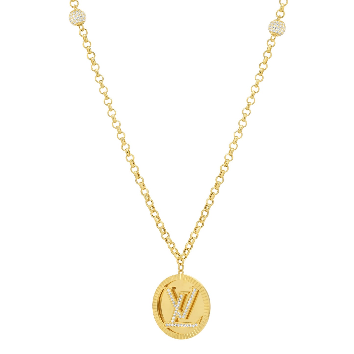 18K Pure Gold Elegant L.V Necklace