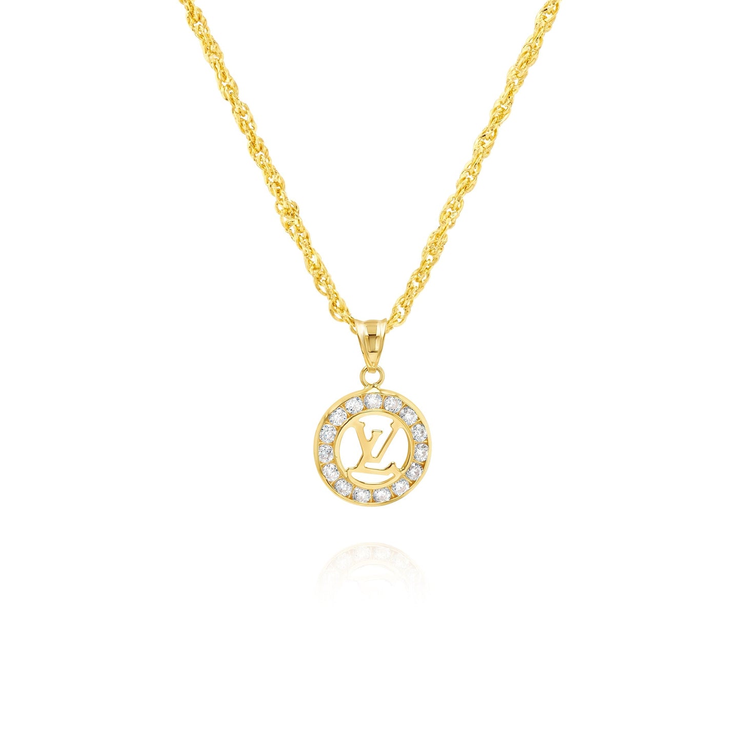 18K Pure Gold Elegant L.V Stone Necklace
