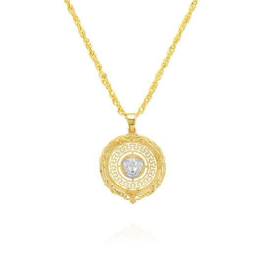 18K Pure Gold Elegant V.R.C Round Necklace