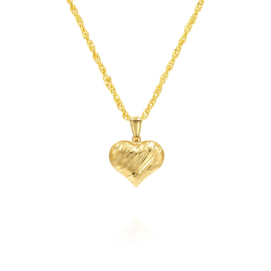 18K Pure Gold Heart Necklace