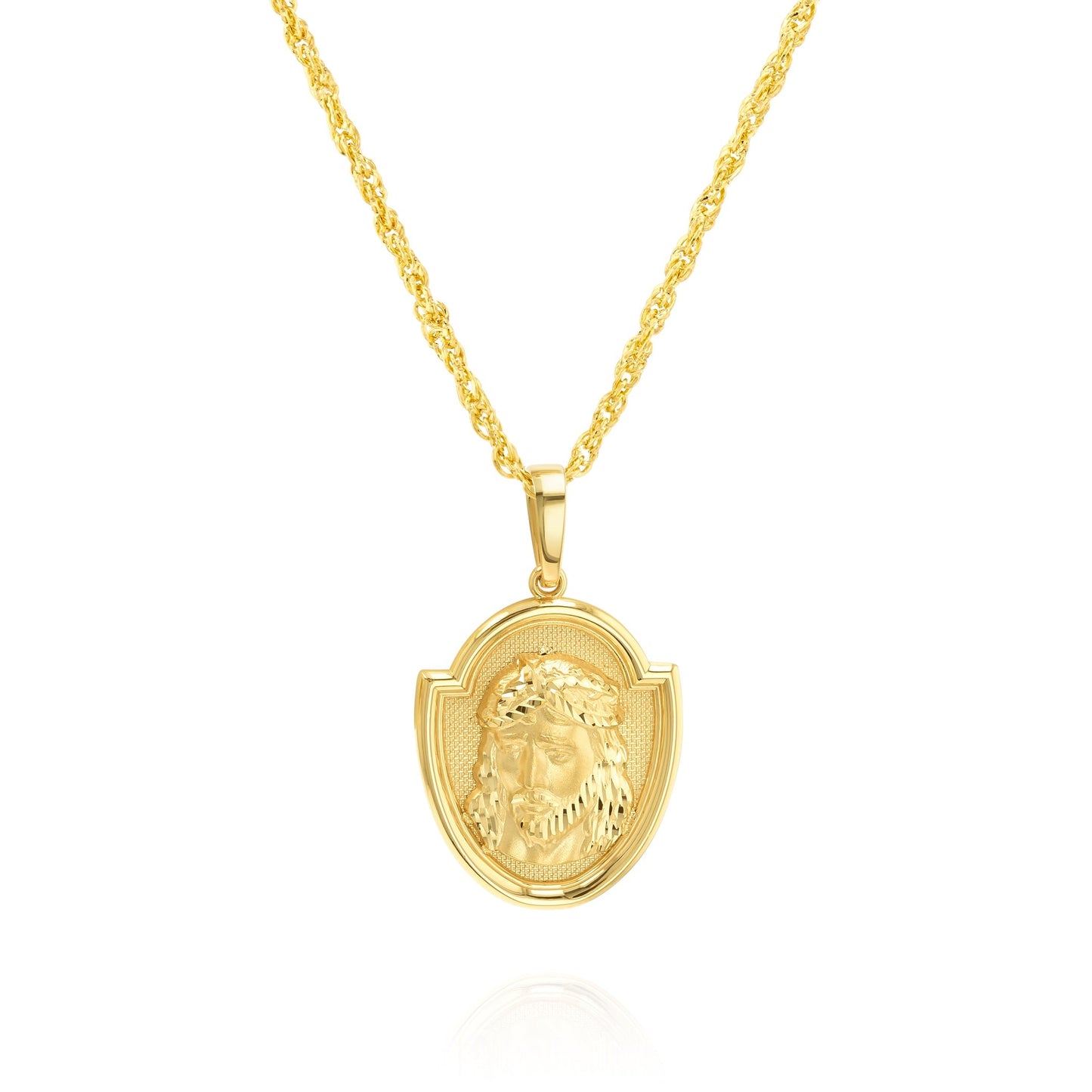 18K Pure Gold Jesus Frame Necklace