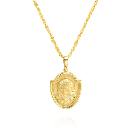 18K Pure Gold Jesus Frame Necklace