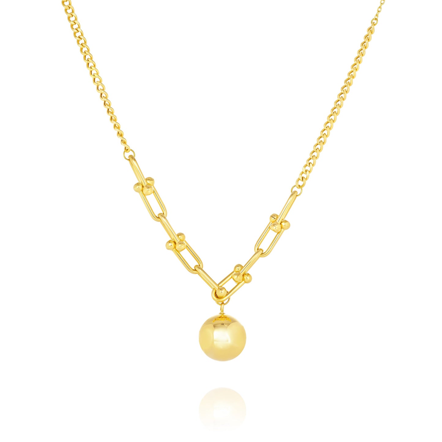 18K Pure Gold U-Linked Ball Necklace