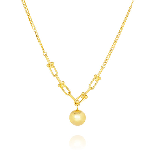 18K Pure Gold U-Linked Ball Necklace