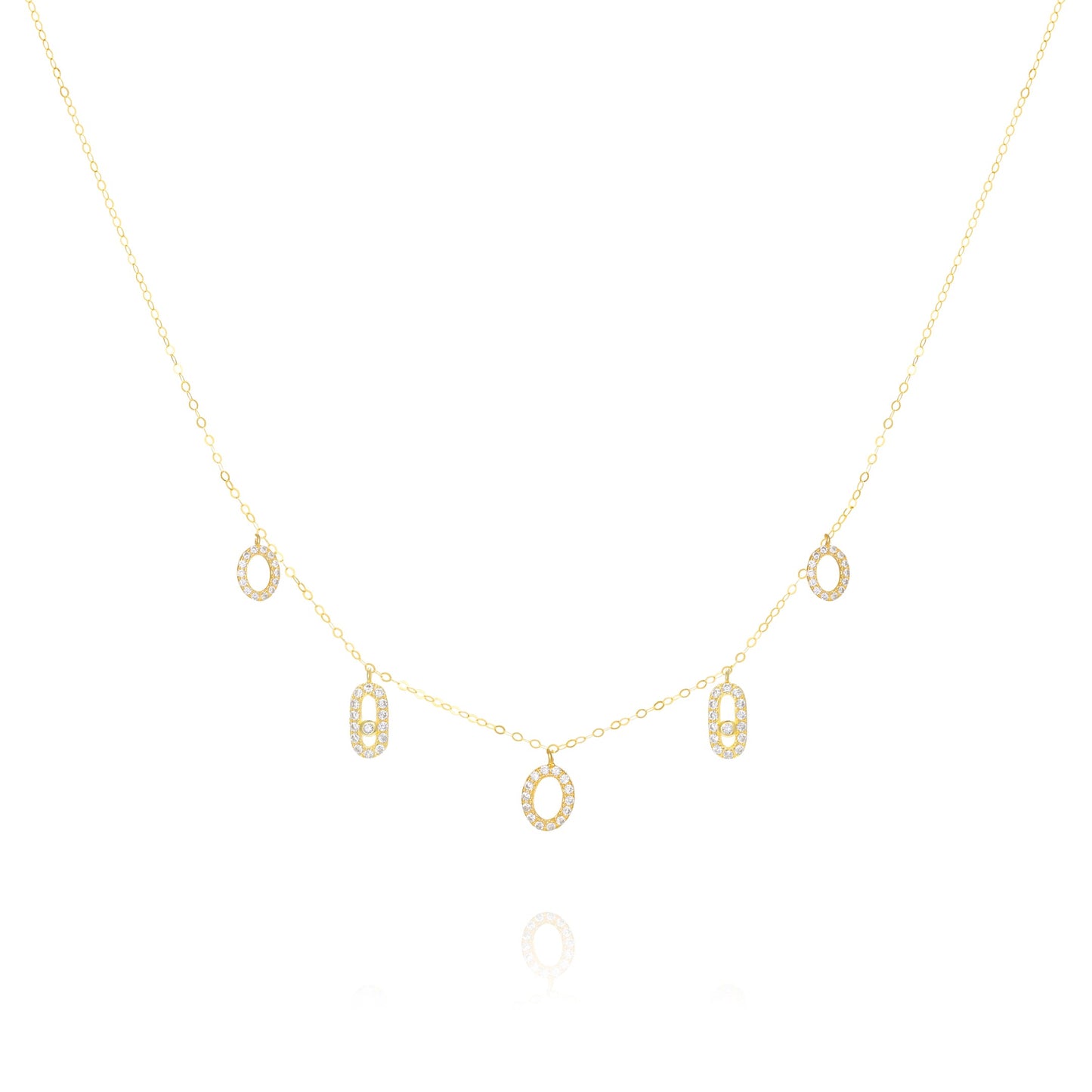 18K Pure Gold Hanging Stone Necklace