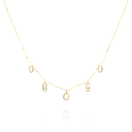 18K Pure Gold Hanging Stone Necklace