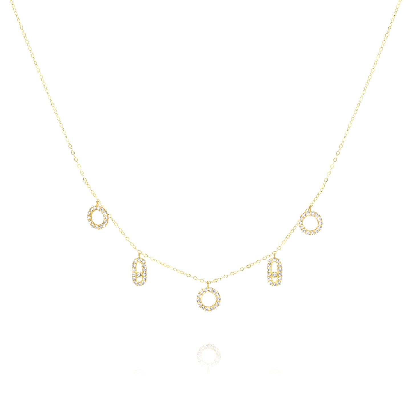 18K Pure Gold Hanging Stone Necklace