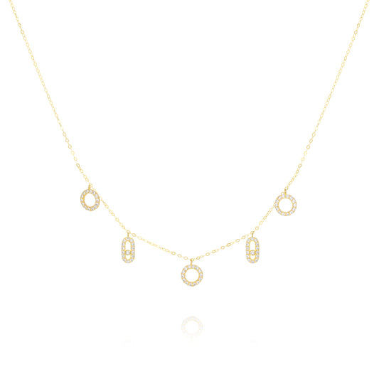 18K Pure Gold Hanging Stone Necklace