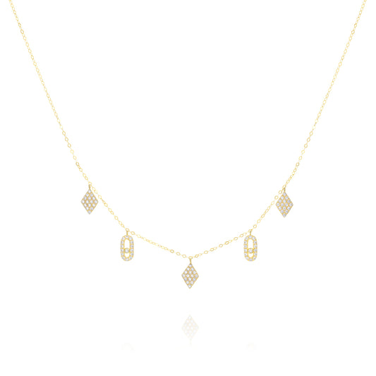 18K Pure Gold Hanging Stone Necklace