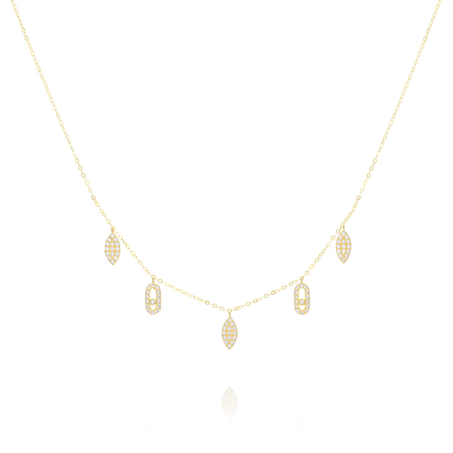 18K Pure Gold Hanging Stone Necklace