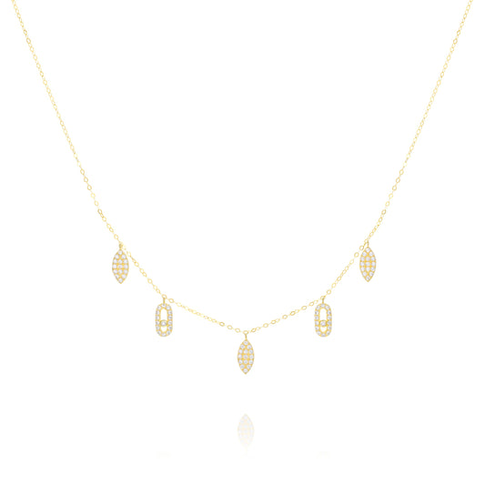 18K Pure Gold Hanging Stone Necklace
