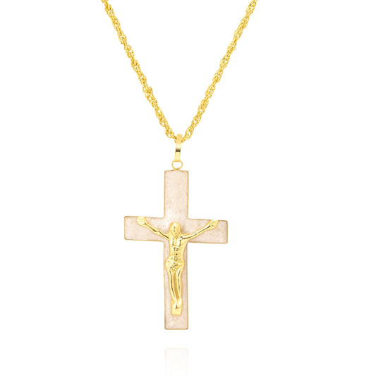 18K Pure Gold Jesus Cross Necklace
