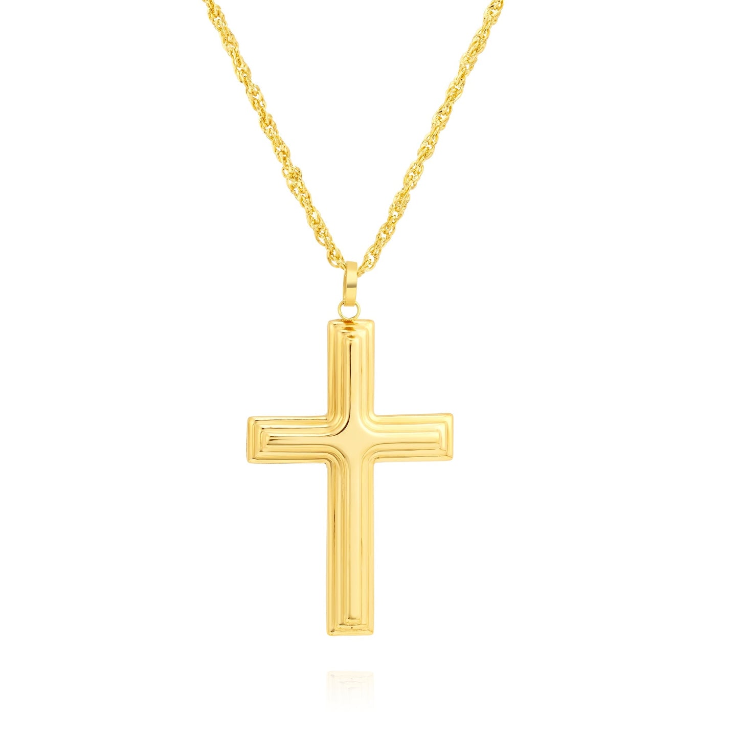 18K Pure Gold Red Jesus Cross Necklace