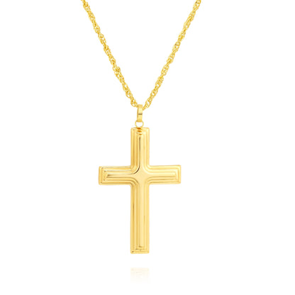 18K Pure Gold Red Jesus Cross Necklace