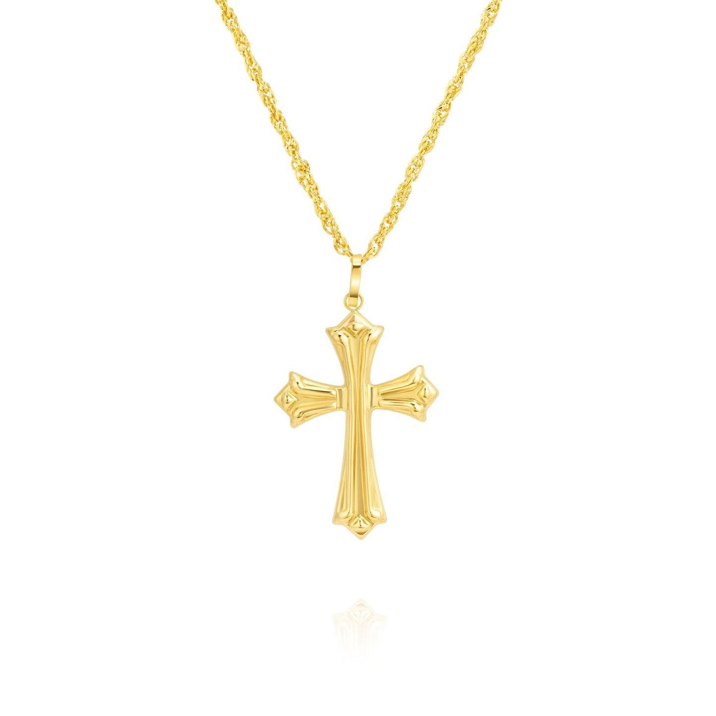 18K Pure Gold Red Cross Necklace