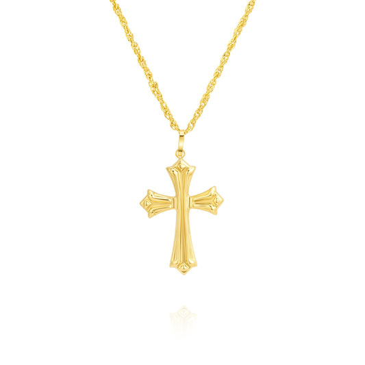 18K Pure Gold Red Cross Necklace