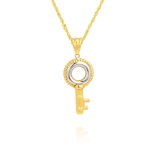 18K Pure Gold Key Necklace