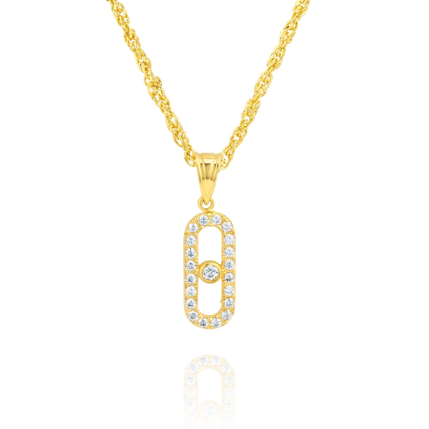 18K Pure Gold Stone Necklace
